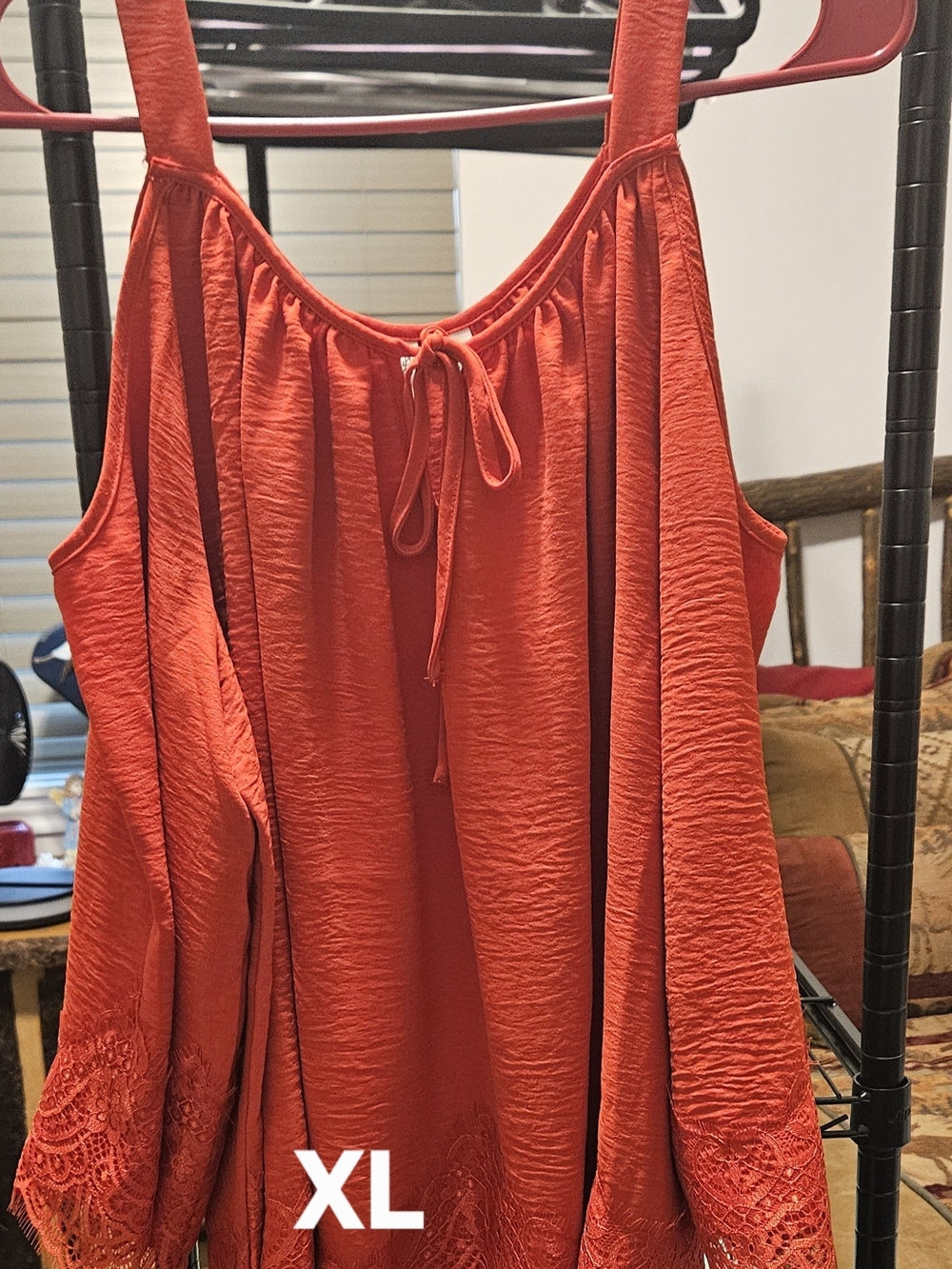Red Sleeveless Tie-Front Boho Top